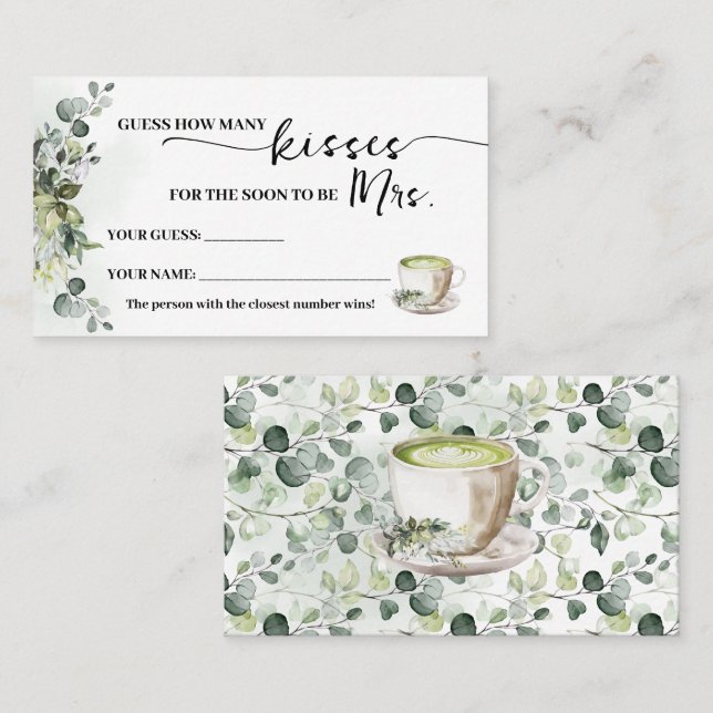 Tarjeta De Mesa Eucalyptus Matcha How many Kisses for Mrs Card (Anverso / Reverso)