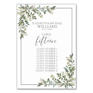 Tarjeta De Mesa Eucalyptus Nombre de Invitado Verde Sage Botánico