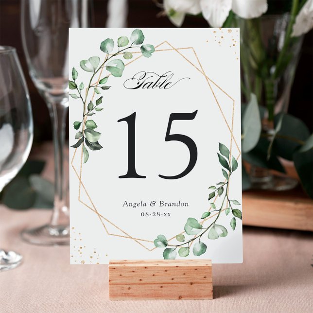Tarjeta De Mesa Eucalyptus Sale del Número de Tabla de Bodas Geomé (Subido por el creador)