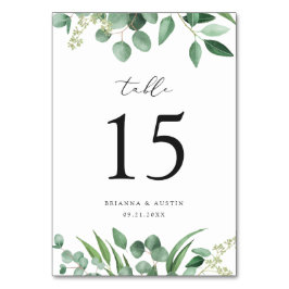 Tarjeta De Mesa Eucalyptus, una vegetación moderna, deja una boda 