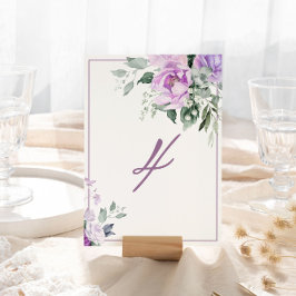 Tarjeta De Mesa Eucalyptus Violet Flores Boda Número de tabla