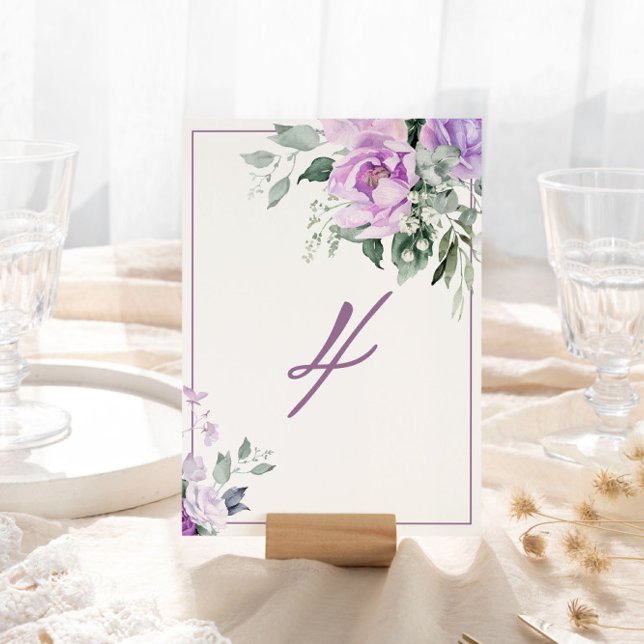 Tarjeta De Mesa Eucalyptus Violet Flores Boda Número de tabla (Subido por el creador)