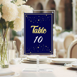 Tarjeta De Mesa Evento elegante Gold Blue de la organización benéf