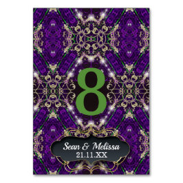 Tarjeta De Mesa Evento único Purple Green Gold Sparkle