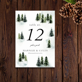 Tarjeta De Mesa Evergreen Mountain Glen Blanco Verde Negro