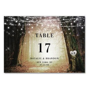 Tarjeta De Mesa Evermore   Bosque lechero encantado   Boda azul
