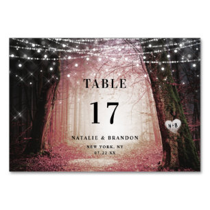 Tarjeta De Mesa Evermore Bosque lechero encantado Boda rosa