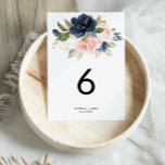 Tarjeta De Mesa Exquisito Boda floral de otoño<br><div class="desc">Este exquisito número de mesa boda floral de otoño es perfecto para una boda tropical. El diseño se caracteriza por el color rosa a mano, el azul oscuro y las flores caprichosas de la marina, una elegancia inspiradora, clase y belleza natural. Este es un número de tabla de doble cara....</div>