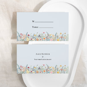 Tarjeta De Mesa Fácil Boda azul turbio Fern