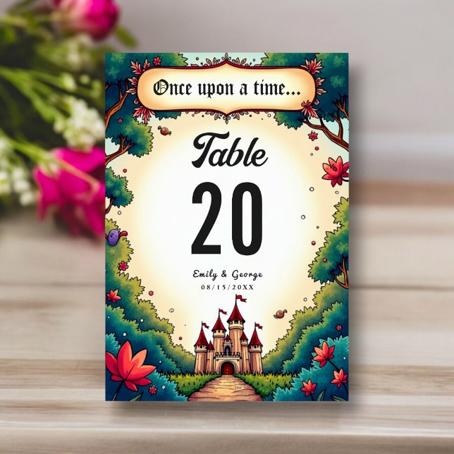 Tarjeta De Mesa Fairtale Once Upon A Time Castle Woodland Boda (Subido por el creador)