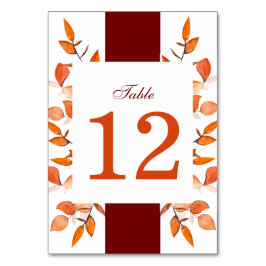 Tarjeta De Mesa Fall Leaves Quemadas Naranja Boda Recepción