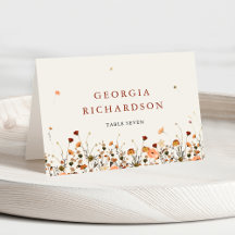 Fall Wildflower Garden Boho boda Place Card