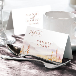 Tarjeta De Mesa Fall Wildflower Mountain Foldable Place Card