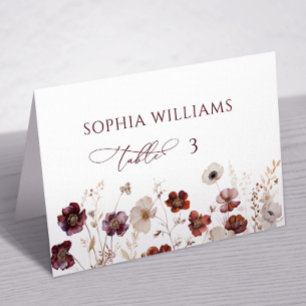 Tarjeta De Mesa Fall Wildflowers Boda Place Card