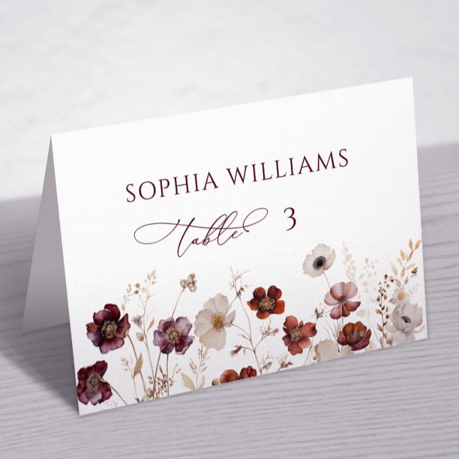 Tarjeta De Mesa Fall Wildflowers Boda Place Card (Subido por el creador)
