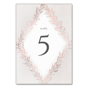 Tarjeta De Mesa Falsa rosa dorada boda botánica elegante