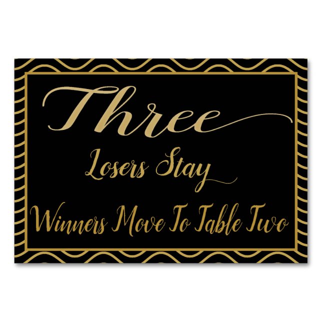 Tarjeta De Mesa Fancy Gold Bunco Table Card #3 (Anverso)