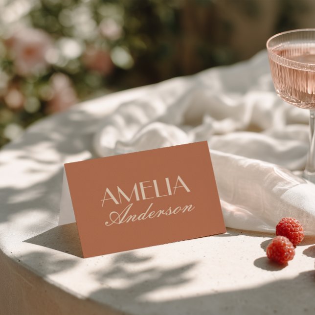Tarjeta De Mesa Fancy Terracotta Old Money Wedding Place Cards (Subido por el creador)