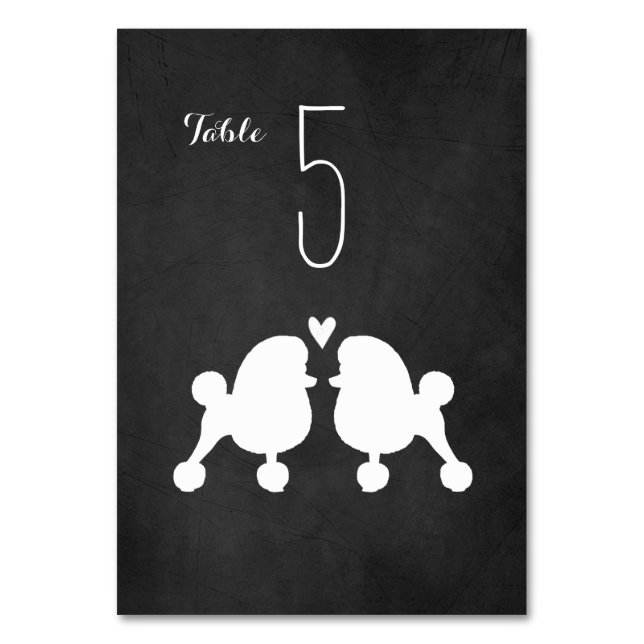 Tarjeta De Mesa Fancy Toy Poodles Boda Acogida Raza de Perro (Anverso)