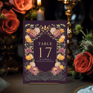 Tarjeta De Mesa Fantasía púrpura Encantada Boda Jardín