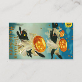 Tarjeta De Mesa Fantasmas de calabaza de Halloween y gatos negros