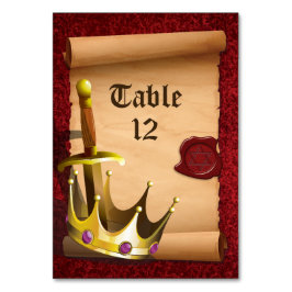 Tarjeta De Mesa Fantasy Knight Sword Medieval Times Bar Mitzvah