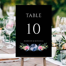 Tarjeta De Mesa Fase lunar Roses rosas rosas Boda metafísico flora