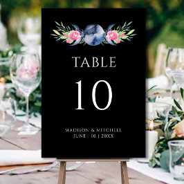 Tarjeta De Mesa Fase lunar Roses rosas rosas Boda metafísico flora