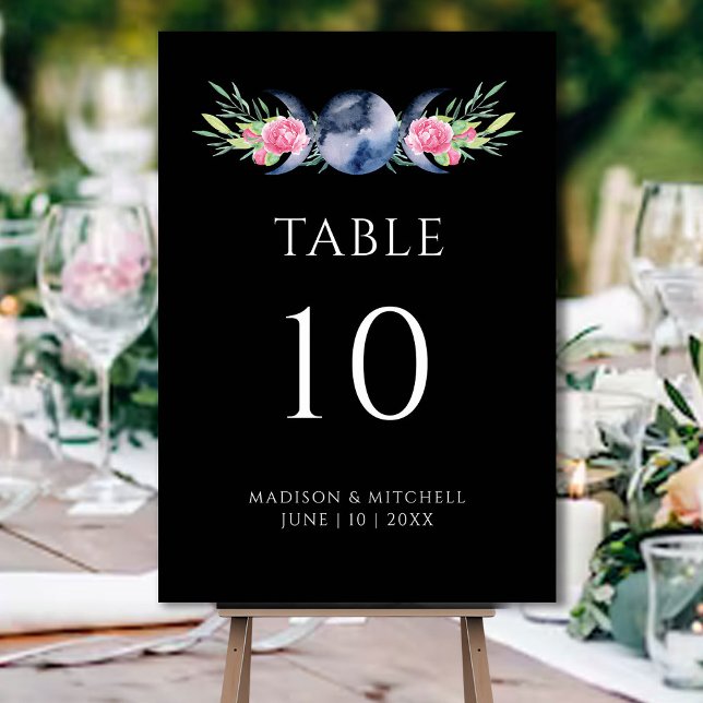 Tarjeta De Mesa Fase lunar Roses rosas rosas Boda metafísico flora (Subido por el creador)