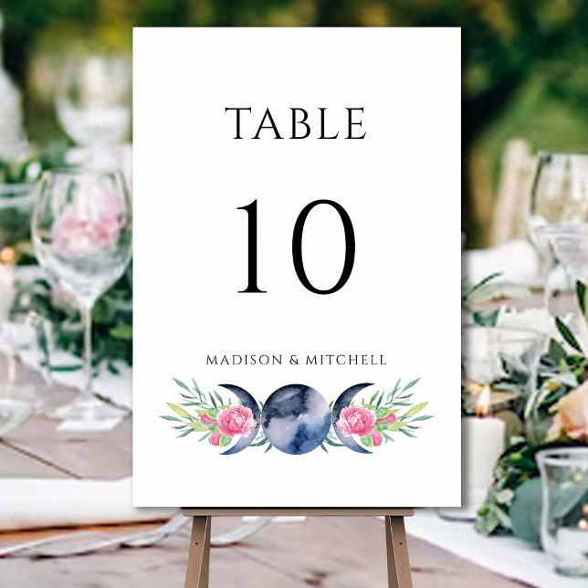 Tarjeta De Mesa Fase lunar Roses rosas rosas Boda metafísico flora (Subido por el creador)