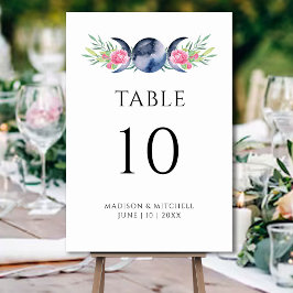 Tarjeta De Mesa Fase lunar Roses rosas rosas Boda metafísico flora