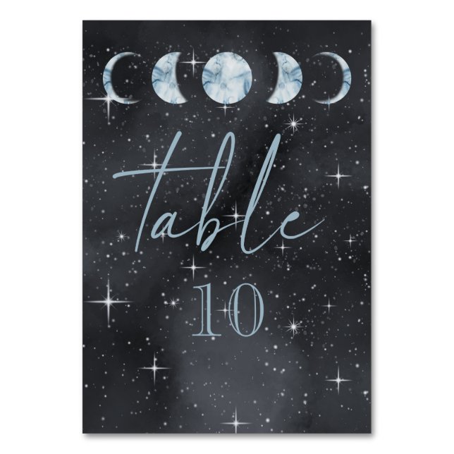 Tarjeta De Mesa Fases de la luna nocturna estrellada Celestial (Anverso)