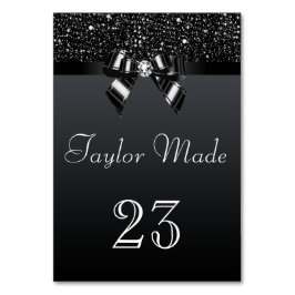 Tarjeta De Mesa Faux Black Sequins and Bows Table Cards