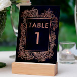 Tarjeta De Mesa Faux floral rosa oro azul marino de la mesa de acu<br><div class="desc">Faux floral rosa oro azul marino agua color de la mesa número boda</div>