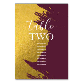 Tarjeta De Mesa Faux Gold Burgundy, Monograma Boda nombres de invi