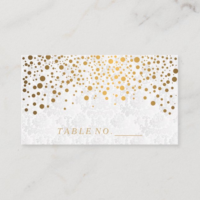Tarjeta De Mesa Faux Gold Confetti Dots Place Cards (Anverso)