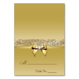 Tarjeta De Mesa Faux Gold Sequins Diamond Bow Place Card