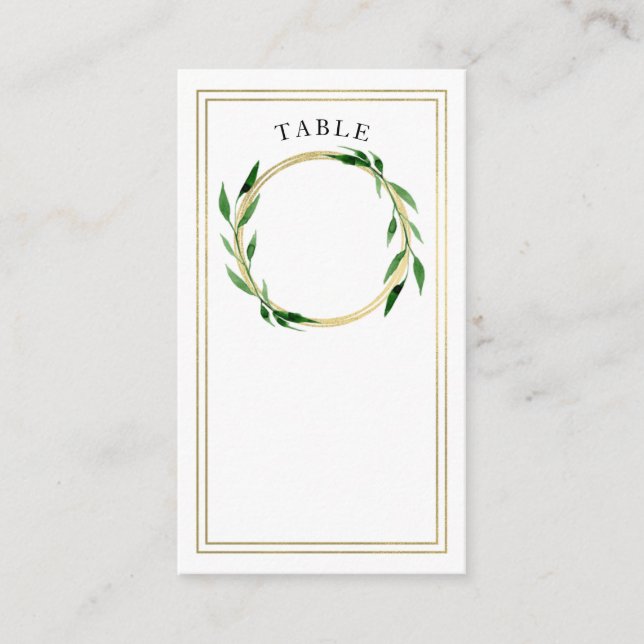 Tarjeta De Mesa Faux Golden Wreath Boda Place Card (Anverso)