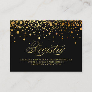 Tarjeta De Mesa Faux Relieve metalizado dorado Confetti Dots Black