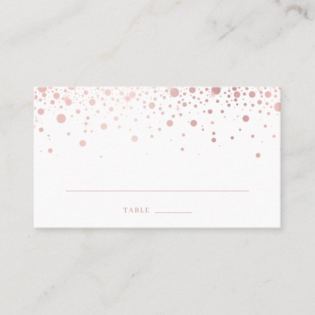 Tarjeta De Mesa Faux Rosa Relieve metalizado dorado Confetti Dots  (Anverso)