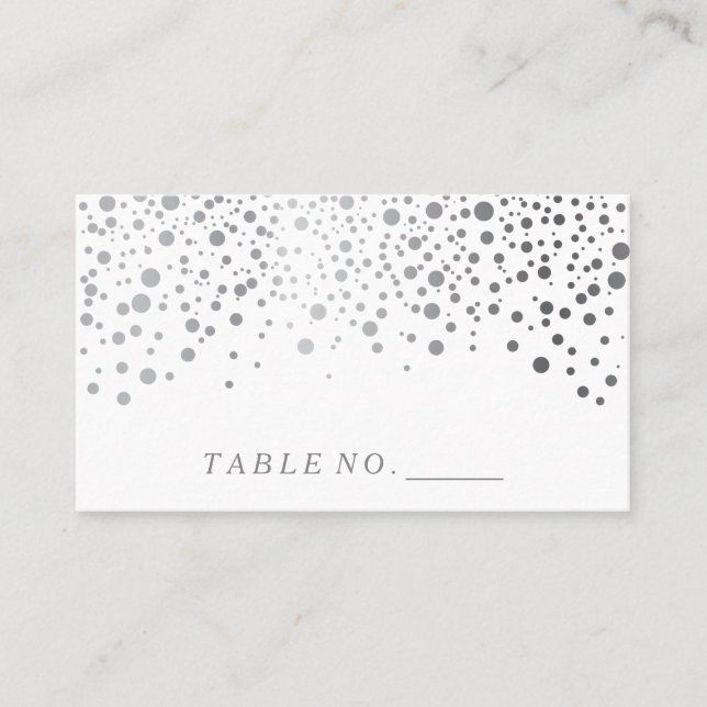 Tarjeta De Mesa Faux Silver Confetti Dots Place Cards (Anverso)