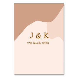 Tarjeta De Mesa Fecha del nombre del boda del naranja del boho de