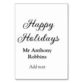 Tarjeta De Mesa Felices vacaciones añadir nombre fecha año simple 