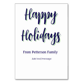 Tarjeta De Mesa Felices vacaciones Navidades verdes azules y moder