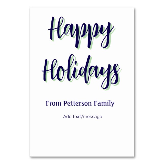 Tarjeta De Mesa Felices vacaciones Navidades verdes azules y moder (Anverso)