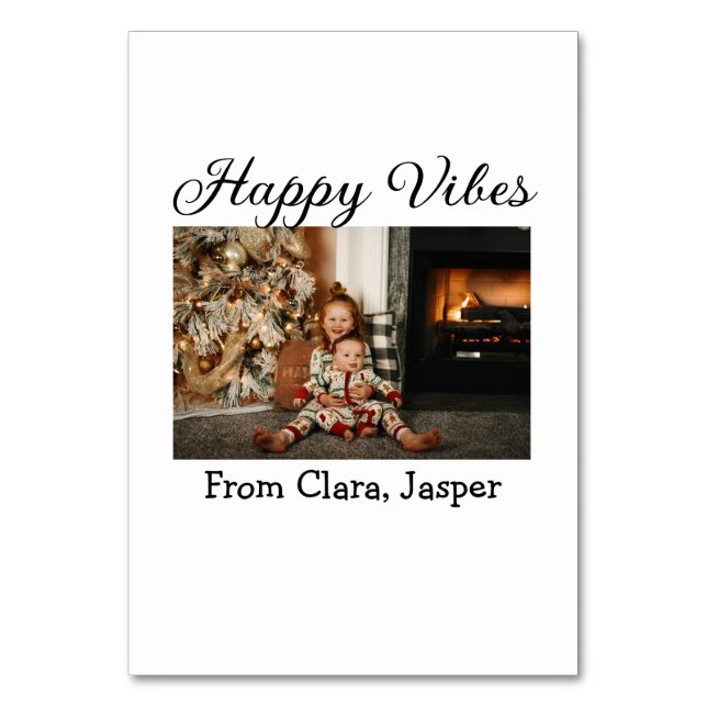 Tarjeta De Mesa Felices vibraciones niños Navidades familiares Inv (Anverso)