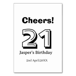 Tarjeta De Mesa Felicidades 21 cumpleaños letra negrita nombre chi