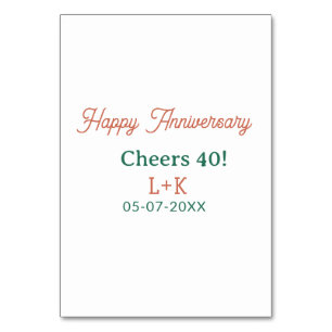 Tarjeta De Mesa Felicidades 40 feliz aniversario nombre fecha nara