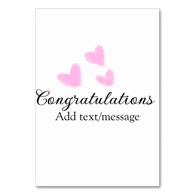 Tarjeta De Mesa Felicidades de corazón rosado graduación acuarela  (Anverso)