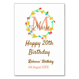 Tarjeta De Mesa Feliz 20 cumpleaños número rojo añadir nombre mono